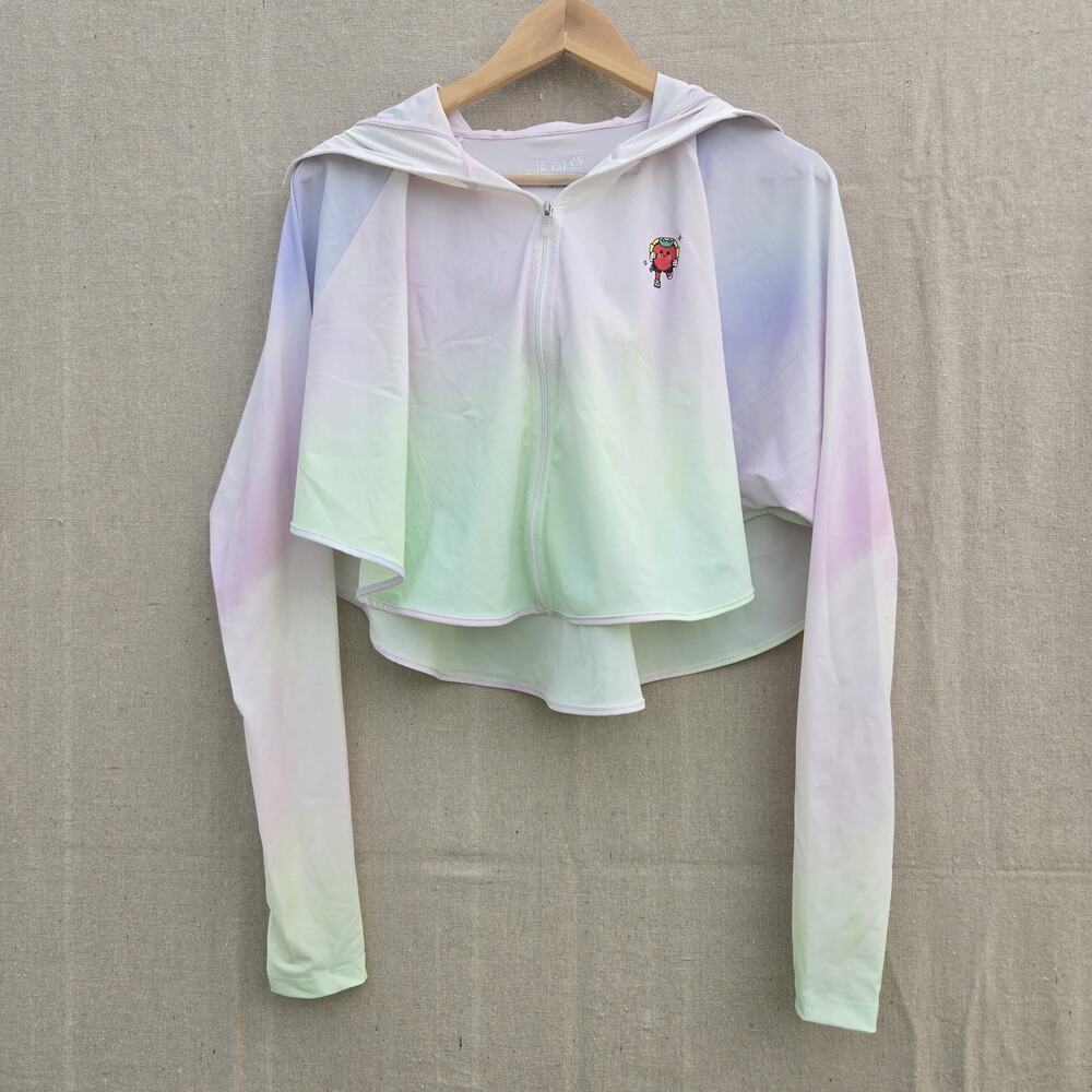 Bosideng Zip Hooded Windbreaker Colorful Pastel Crop Packable Womens M UPF 100+